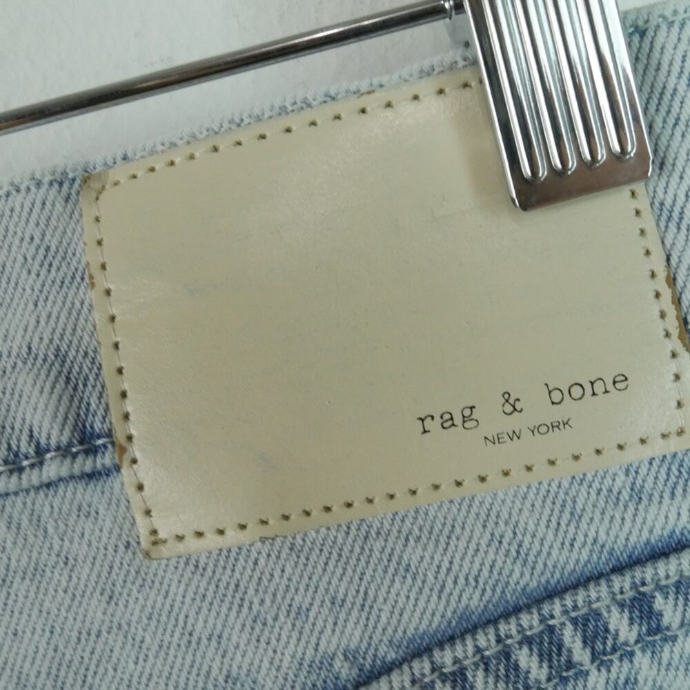 Rag & Bone Harlow Mid Rise Straight Jeans Size 32 Light Wash Raw Hem Raquel - Picture 10 of 12